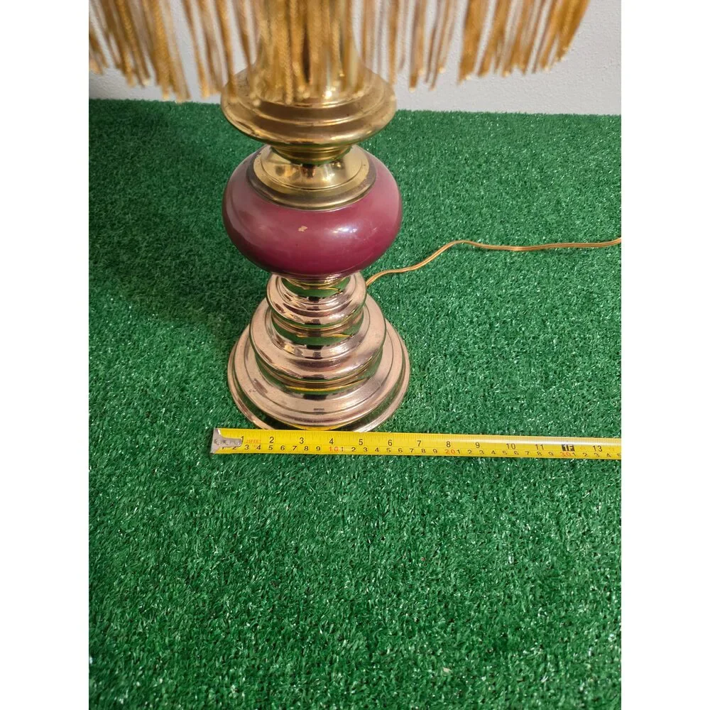 Vintage Hand-Restored Boudoir Table Lamp – Ornate Pink Velvet & Beaded Fringe B